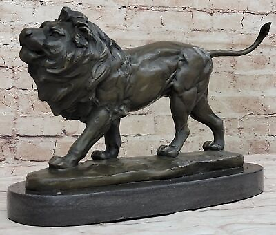 #ad Majestic African Male Lion Bronze Sculpture Art Deco Decor Hand M. Lopez Decor $209.50