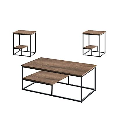 #ad 3 Pieces Coffee Table Set End Tablemusthave Addition To Modern Spaces Dark Oak $227.68