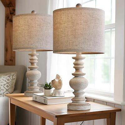 #ad Tradition 20quot; Rustic Table Lamp Set of 2 for Living Room Bedroom Bedside Desk $53.99