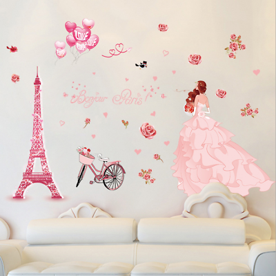 #ad #ad Removable Vinyl Wall Decal Paris Eiffel tower Girl Sticker Home Room DIY Decor 3 $11.99