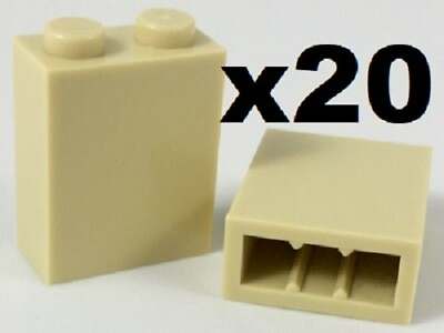 #ad Lego 20 New Tan Bricks 1 x 2 x 2 Inside Stud Holder Wall Building Pieces TN01 $4.95