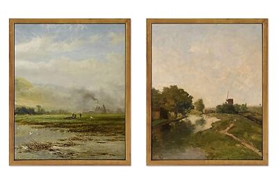 #ad 2 Pack Framed Canvas Wall Art 8×10in Vintage Wall Art 8quot;x10quot; 2P Farm Scenery $34.41