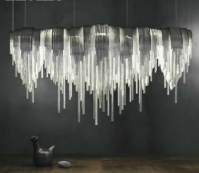 #ad Chandelier Lights Modern Home Luxury Silver Rectangular Shape Perfect For Hotels $2161.99