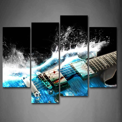#ad Guitar Waves Music Print Canvas Wall Art Painting Picture Home Decor Framed USA $63.98