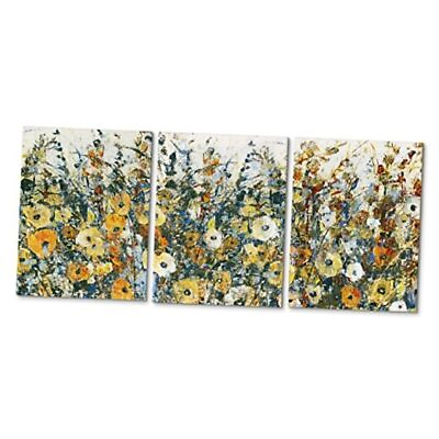 #ad Flower Canvas Wall Art Overall 36X16 inch 12X16InchX3 panel YellowBlueOrange $31.15