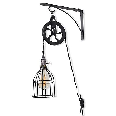 #ad #ad Rustic State Industrial Pulley Design Black Wall Sconce Pendant Lamp Kit with... $97.11