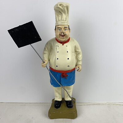 #ad Vintage Fat Chef 12quot; Figurine W Sign Plastic Italian Kitchen Cook French 1 Ft $119.99