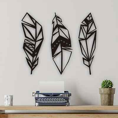 #ad 3pcs Modern Feather Metal Wall Art Stunning Home Decor for Room $24.96