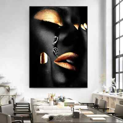 #ad Crying Black Woman Canvas Painting Posters and Prints Modern Home Decor Wall Art $21.41