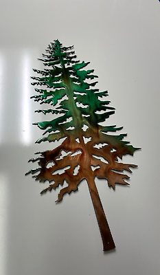 #ad Forest Tree 15quot; Tall Metal Wall Art Accent Green Tinged Copper Plated $28.98