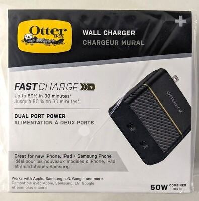 #ad #ad OtterBox Port 20W 30W Fast Charge Wall Charger USB C 2 Ports Black Shimmer $12.89