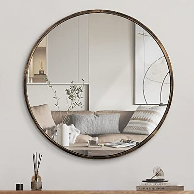 #ad Round Wall Mirror Bronze 16 Inch circular Metal Framed Wall Mounted Mirror Hangi $54.65