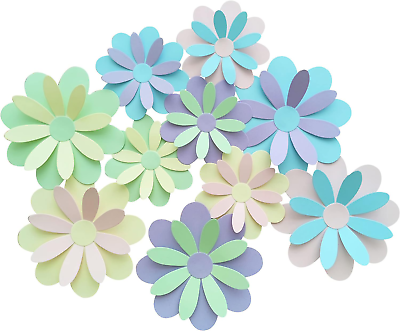 #ad Giant 3D Pastel Flower with Stickers 10quot; 7.5quot; Paper Flower Wall Stickers Room $18.56