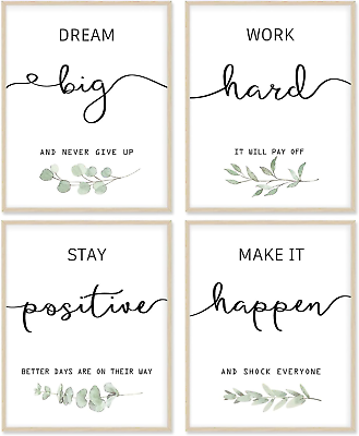 #ad Office Decor Poster 8X10 Canvas Prints Unframed Set of 4 Wall Art Prints for... $15.99