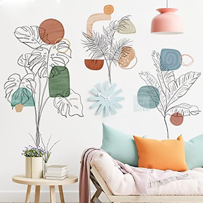 #ad Plants Wall Decals Green Leaves Wall Stickers for Living Room Palm Leaves Wall $17.62