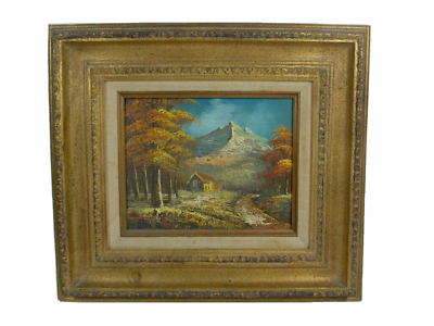 #ad #ad Landscape Mountain Scene Oil Painting Vintage On Canvas Illegible Signature $69.00