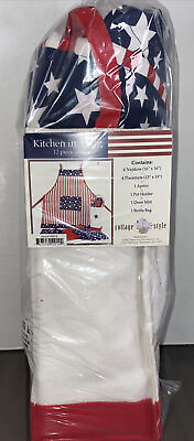 #ad Cottage Style Patriotic ‘Kitchen in a Bag’ 12 Piece Set 100% Cotton $29.90
