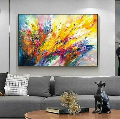 #ad Handpainted Wall Art Home Decor Abstract Modern Oil Painting Colourful On Canvas $84.00