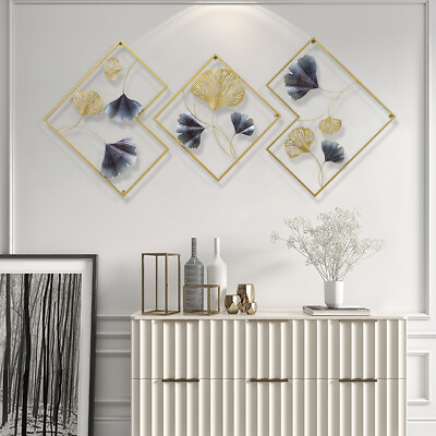 #ad 3Pcs Modern Metal Wall Art Hanging Sculpture for Bedroom Living Room Decoration $51.00