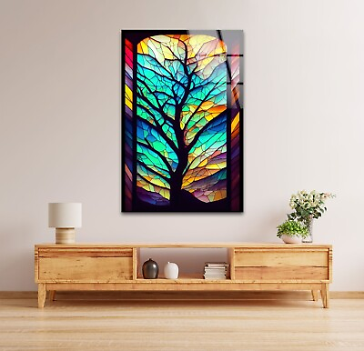 #ad #ad Stained Life Of Tree Tempered Glass Wall Art $165.00