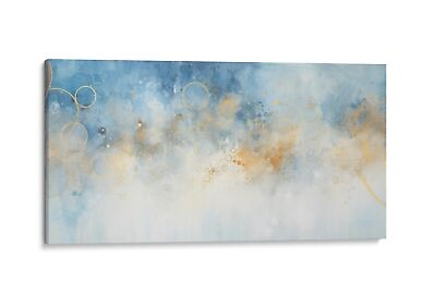 #ad Abstract Blue Gold Bubbles Canvas Print Modern Wall Art Decor $56.16