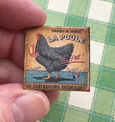 Dollhouse miniature French Country kitchen Sign quot;la poulequot; chicken 1920 $13.95