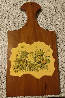 Vintage Mushroom Decoupage Cutting Board Kitschy Kitchen Decor Wall Hanging $24.99