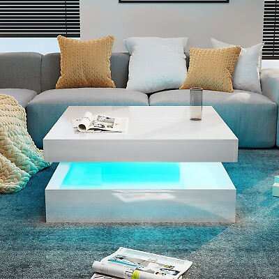 #ad Modern home white square LED lighting coffee table LED living room coffee table $199.99