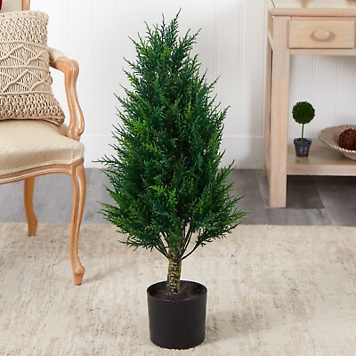 #ad 3’ Topiary Cypress Artificial Tree Home Decor UV Indoor Outdoor . Retail $140 $50.00