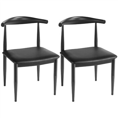 #ad Dining Chairs Set of 2 Modern Kitchen Chairs Armless Chairs with Backrest Black $117.99