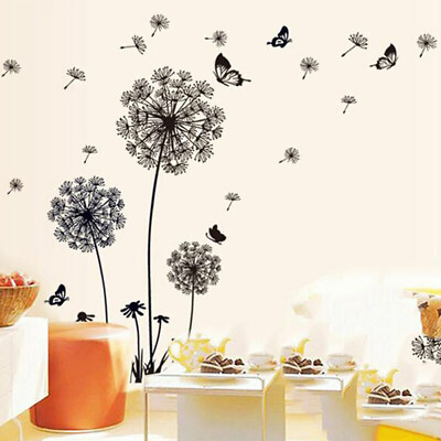 #ad Flying Dandelion Flower Butterfly Wall Decal Stickers Home Art Decor Living Room $10.97
