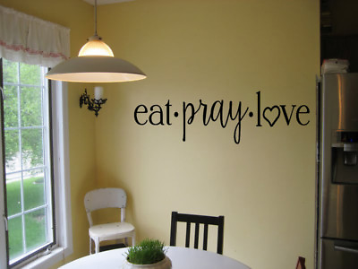 #ad EAT PRAY LOVE VINYL WALL DECAL KITCHEN CAFE DINER LETTERING WORDS STICKER $8.93