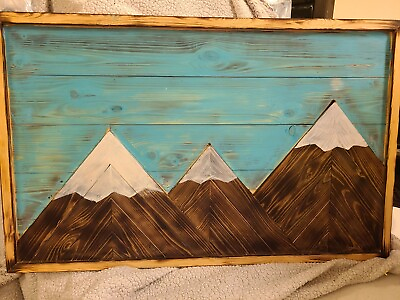 #ad Woodcrafted Mountain Wall Plaque rustic decor cabin decor $200.00