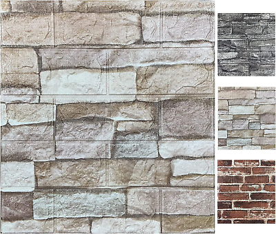 #ad 10PCS 3D Wall Panels Peel and Stick Foam 3D Brick Wallpaper Peel and Stick Faux $28.99