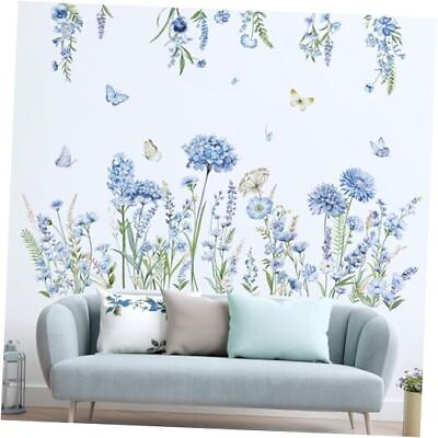 #ad Spring Wildflower Wall Stickers Blue Floral Garden Flower Wall Decals Girls $26.11