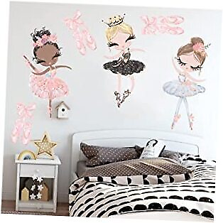 #ad Ballet Dancing Girl Wall Art Decals Removable Lovely Ballet Girls with Pink $20.32