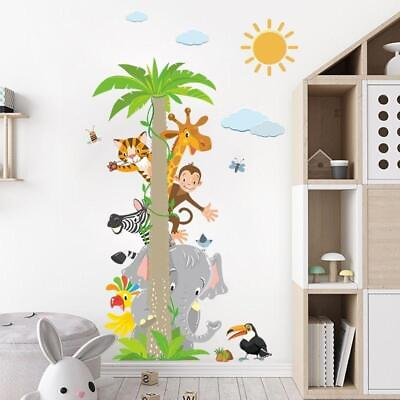 #ad Animals Coconut Tree Wall Stickers Baby Nursery Diy Kids Room Decor Cartoon $11.00