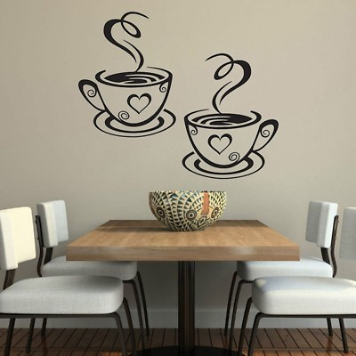 #ad Diy Love Coffee Cup Wall Sticker Decal Vinyl Art Decals Mural Home Decor $3.90