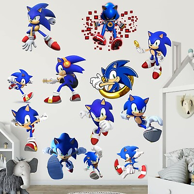 #ad Self Adhesive Sonic Wall Decals Stickers Kids Room Nursery Wall Decor Removable $10.99