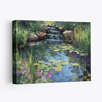 #ad Backyard Pond Design 4 Horizontal Canvas Wall Art Prints $41.99