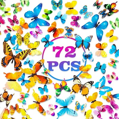 72PCS 3D Butterfly Wall Stickers Removable Mural Decals Art Design Room Decor $7.99