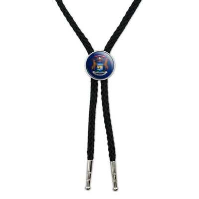 #ad Rustic Michigan State Flag Distressed Western Southwest Bolo Tie $8.99