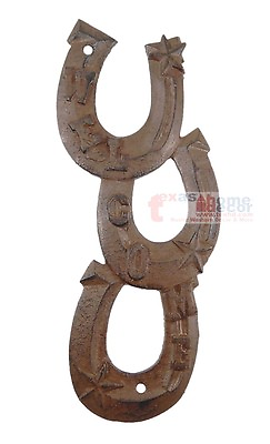 #ad Horseshoes Welcome Sign Horseshoe Wall Decor Rustic Cast Iron Plaque Western 13quot; $19.95