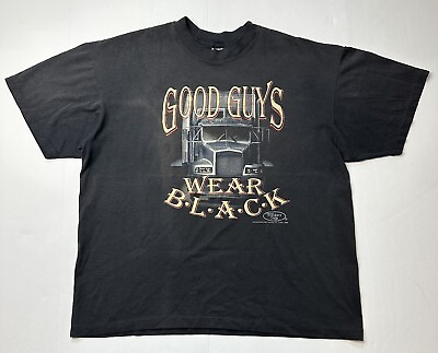 #ad Vintage 3D Emblem Trucker Harley Good Guys Wear Black T Shirt XL 90s Faded $100.00