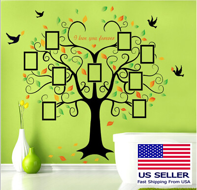 #ad US Removable Vinyl Wall Decal Family Decor Photo picture frame tree Sticker Home $14.99