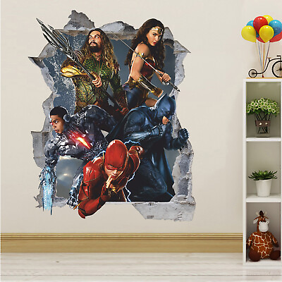 #ad Superheros 3D Wall Decal Superhero Wall Sticker Removable Vinyl Sticker $75.25