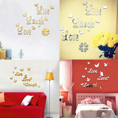 #ad Live Laugh Love Quote Removable Wall Art Stickers 3D Mirror Decal DIY Room Decor AU $16.78