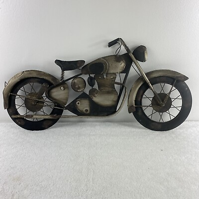 #ad Motorcycle Wall Art Decor Metal 25quot; long 12quot; tall Rustic gold bronze black biker $39.00