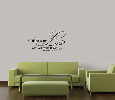 #ad TRUST IN THE LORD WITH ALL YOUR HEART VINYL WALL DECAL HOME WALL LETTERING QUOTE $9.56
