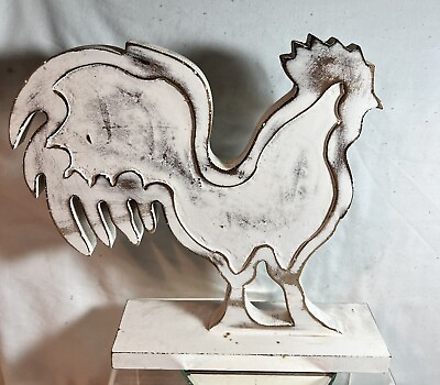 #ad Home Decor White Farmhouse Hen Rooster Chicken Distressed Country Rustic Country $14.95